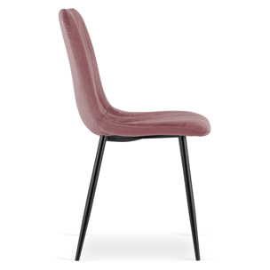 Sedia Lava in velluto rosa con gambe in metallo nero