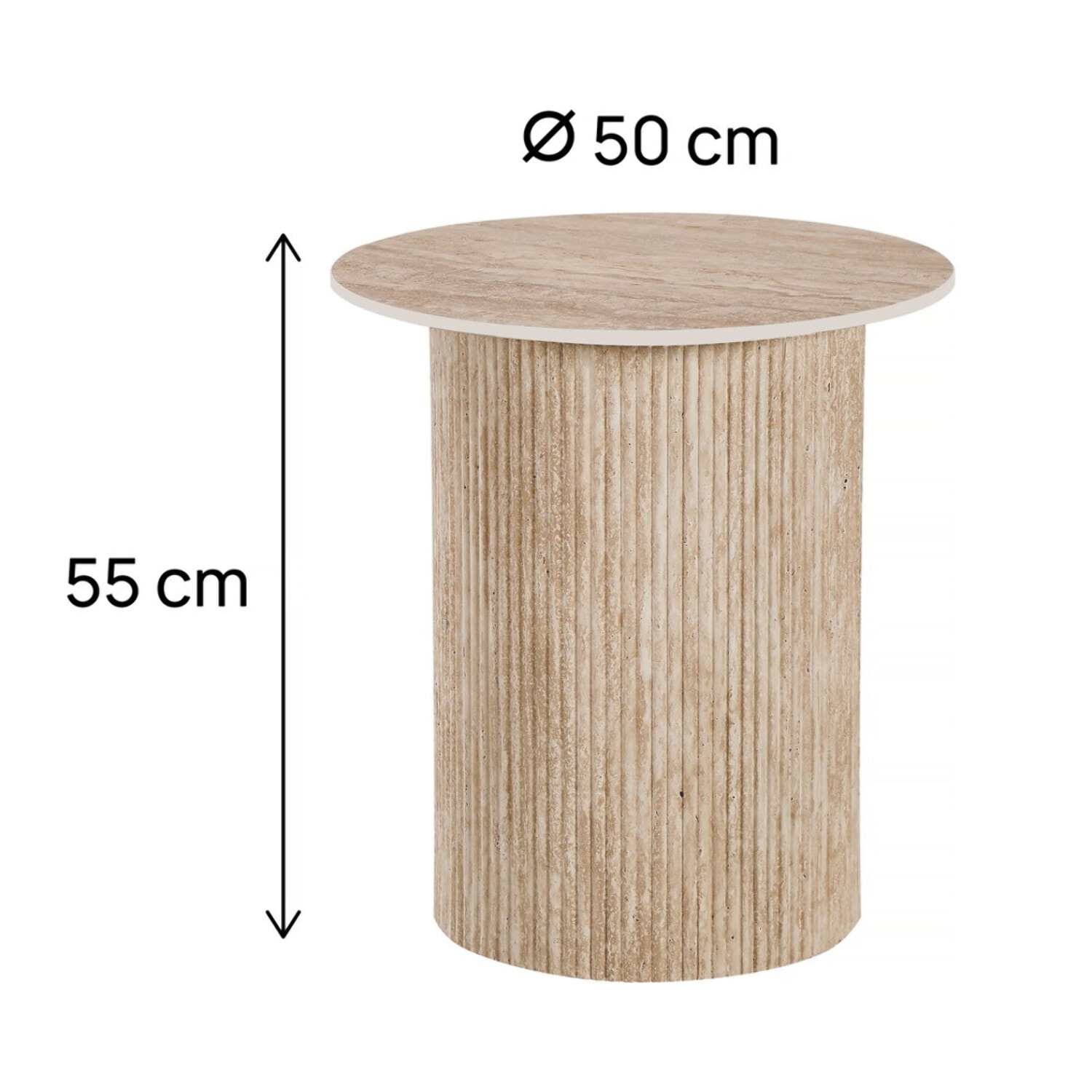 table d'appoint, bout de canapé, table de chevet en céramique "Eclat" - 50 x 50 cm - Marron