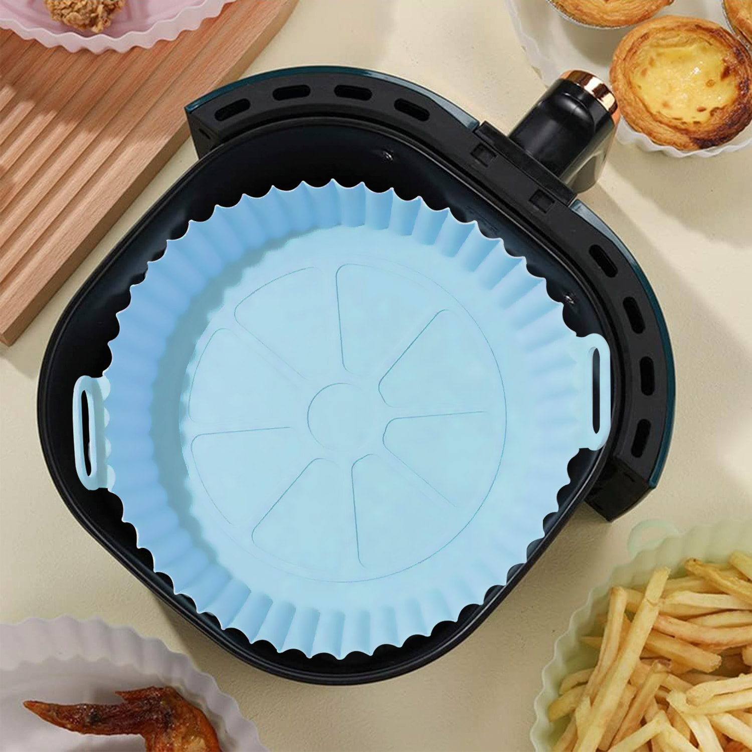 Molde silicona con asas freidora de aire 24*19*6 cms. Grado alimentario.