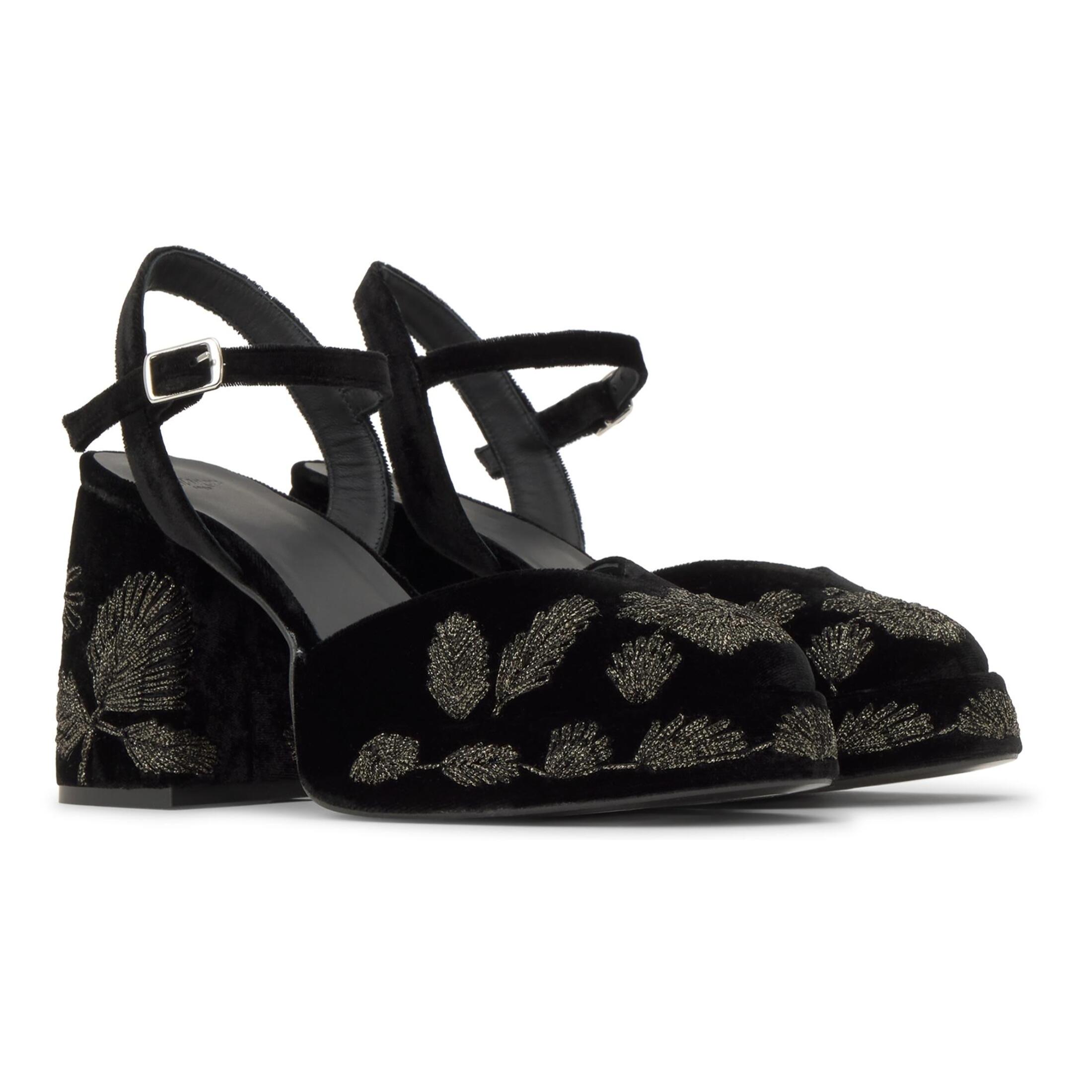 Zapato tacón Virgo en terciopelo con tacón de 10 cm