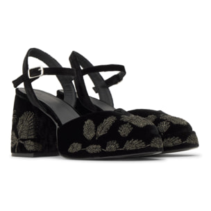 Zapato tacón Virgo en terciopelo con tacón de 10 cm