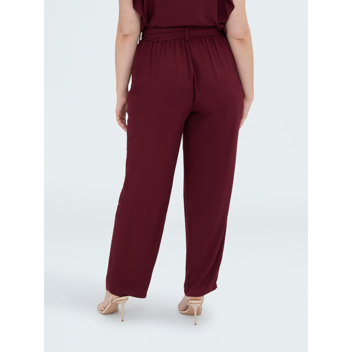Fiorella Rubino - Pantaloni carrot fit in viscosa - Bordeaux