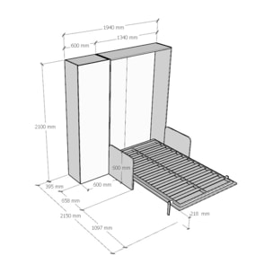 Letto 120 Sofà Kentaro bianco frassino con colonna sx-dx (ALESSIA 20)