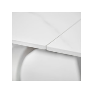 Table de repas en céramique extensible 140cm décor marbre blanc - FREE