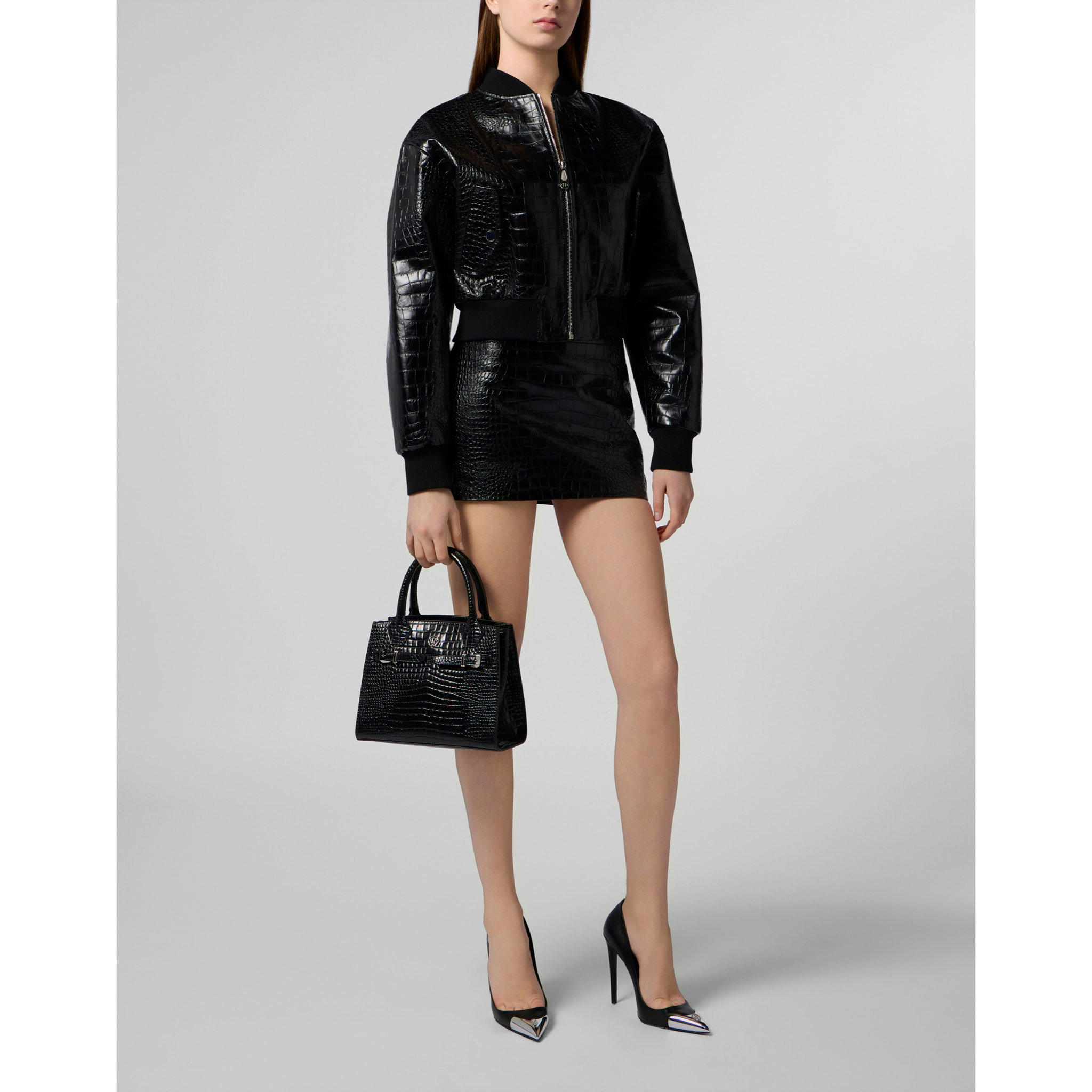 PHILIPP PLEIN Leather Mini Skirt Cocco