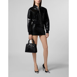 PHILIPP PLEIN Leather Mini Skirt Cocco