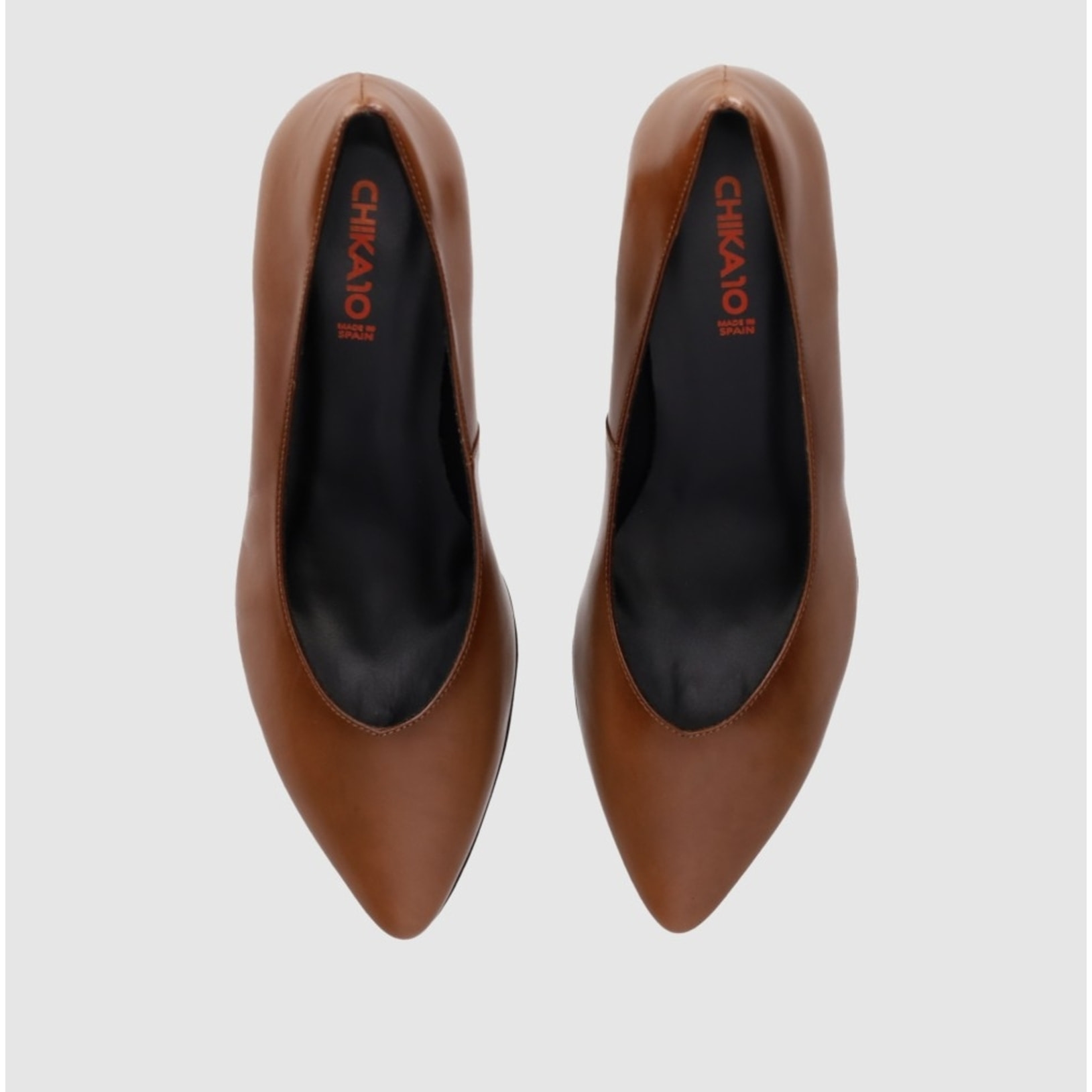 Zapatos de Piel - Taupe - Tacón: 6 cm