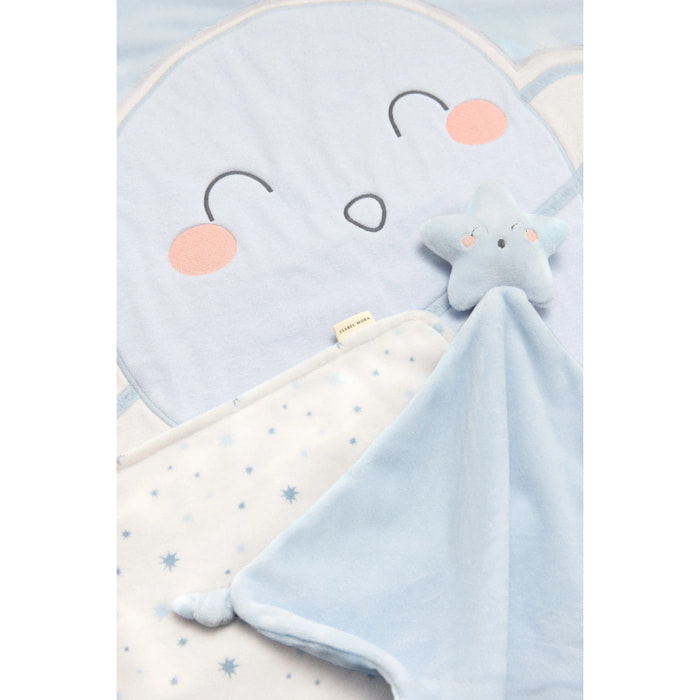 Set di coperta e doudou blu Baby Cosmos