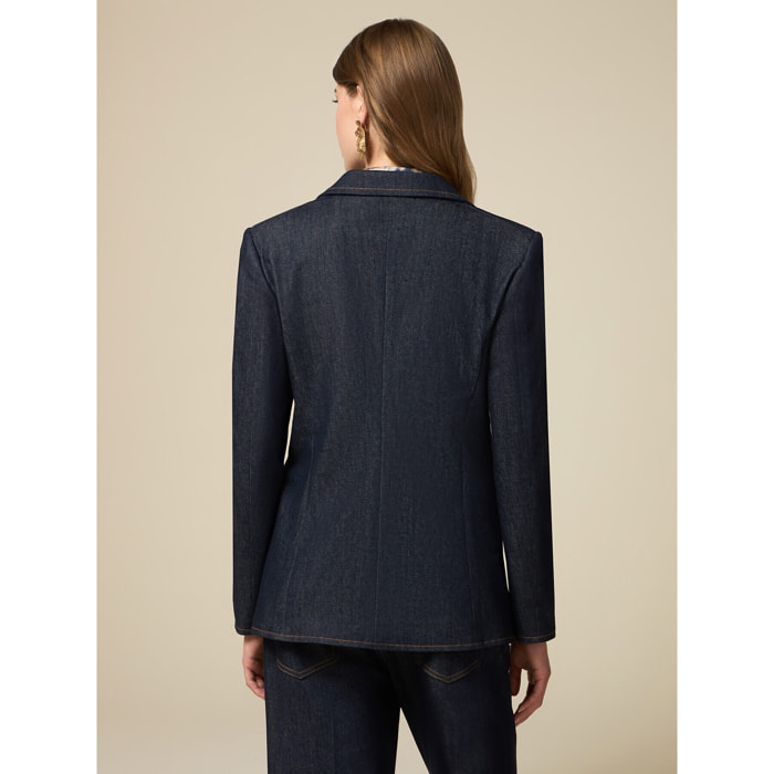 Oltre - Denim blazer with bows - Azul