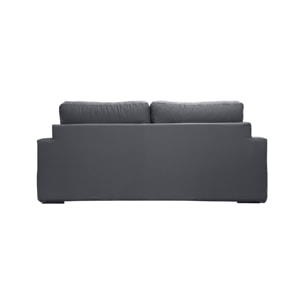 Canapé 3 pl TRESSIN 190 cm fixe tissu coton Anthracite - 100% déhoussable - Fab. France