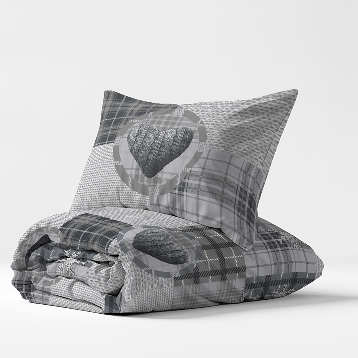 Parure copripiumino mountain love grigio 100% cotone