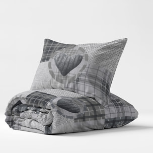 Parure copripiumino mountain love grigio 100% cotone