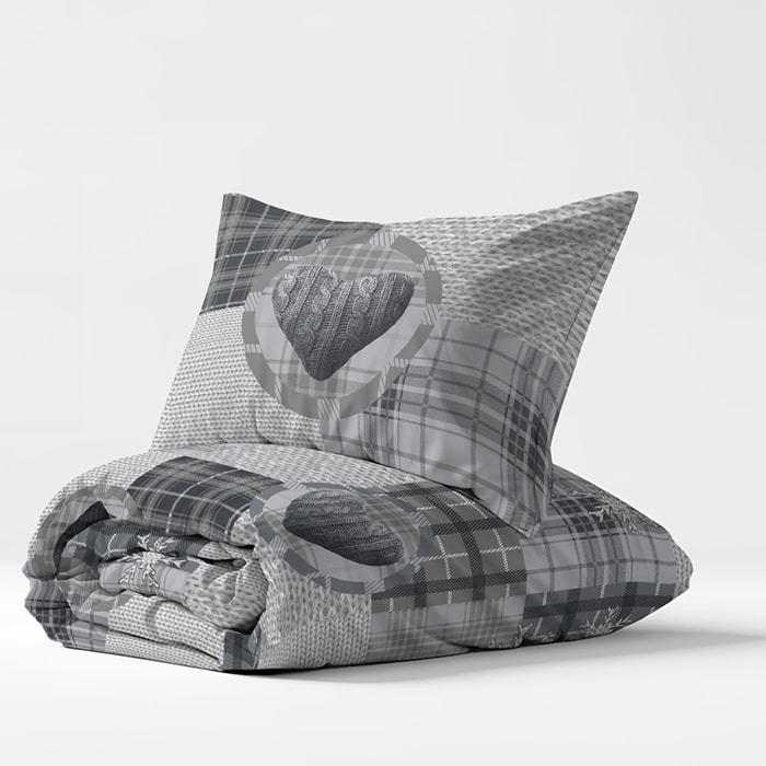 Parure copripiumino mountain love grigio 100% cotone