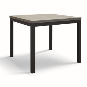 Tavolo TROPEA in legno, finitura grigio cemento e metallo verniciato antracite, allungabile 90x90 cm - 180x90 cm
