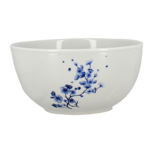 Lot de 6 bols 45cl en porcelaine blanche et dessin bleu CENTAUREE