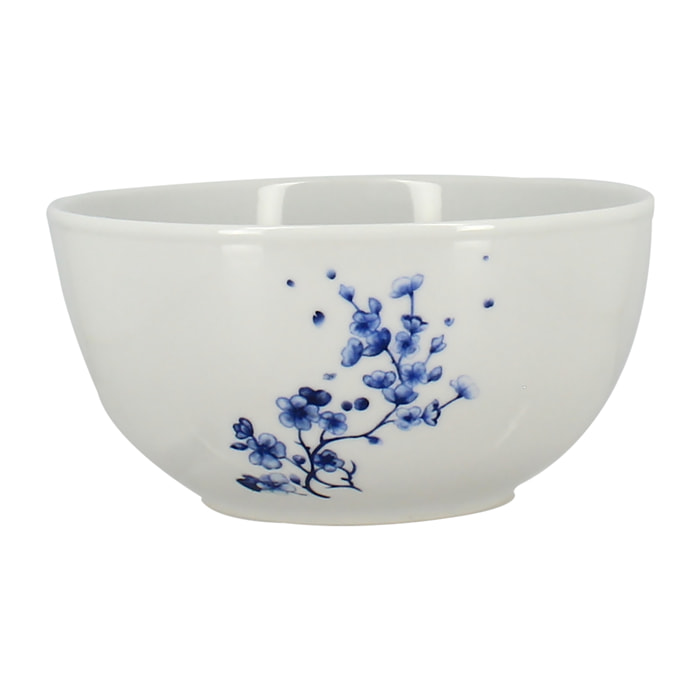 Lot de 6 bols 45cl en porcelaine blanche et dessin bleu CENTAUREE