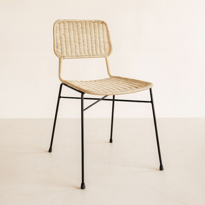 Lot de 2 chaises en rotin et pieds en métal SUZIE