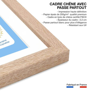 Affiche enfant animaux marins  Affiche + cadre en bois - Chêne