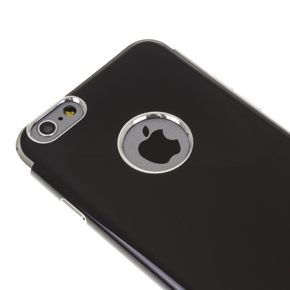 CARCASA EN NEGRO BRILLANTE CON BORDES METALIZADOS PARA IPHONE 6/6S PLUS