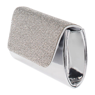 Pochette donna argento a specchio con pietre