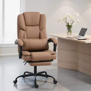 Fauteuil de bureau manager inclinable repose-pieds marron clair
