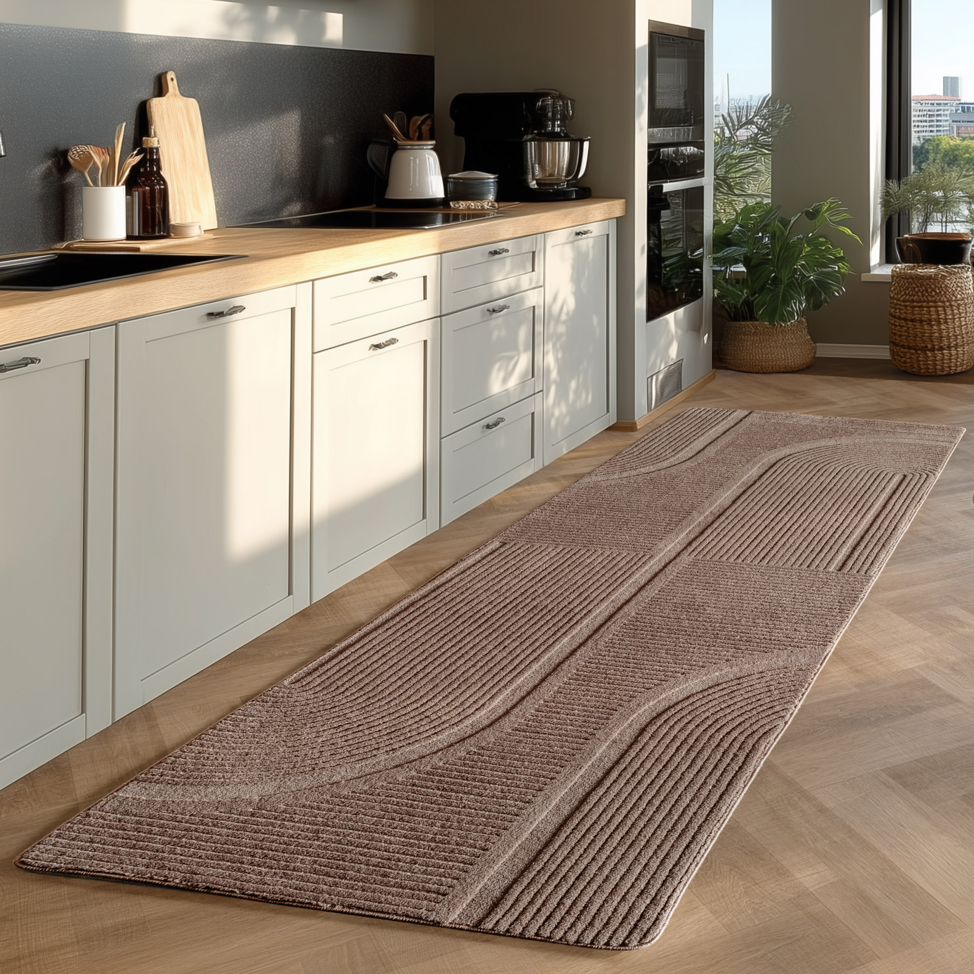 LENNY - Tapis de salon beige au design graphique