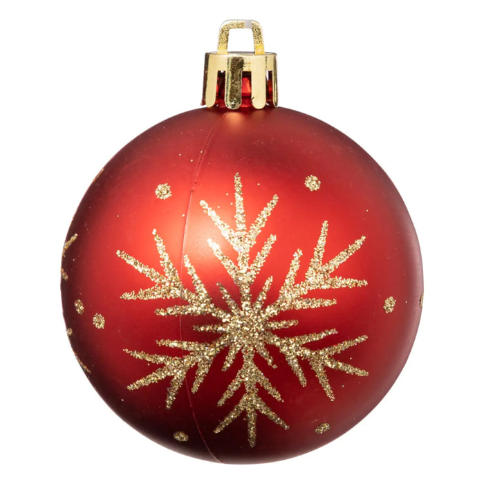 Boules de Noël "Colorama de Noël" lot de 25 en plastique recyclé D6cm rouge blanc