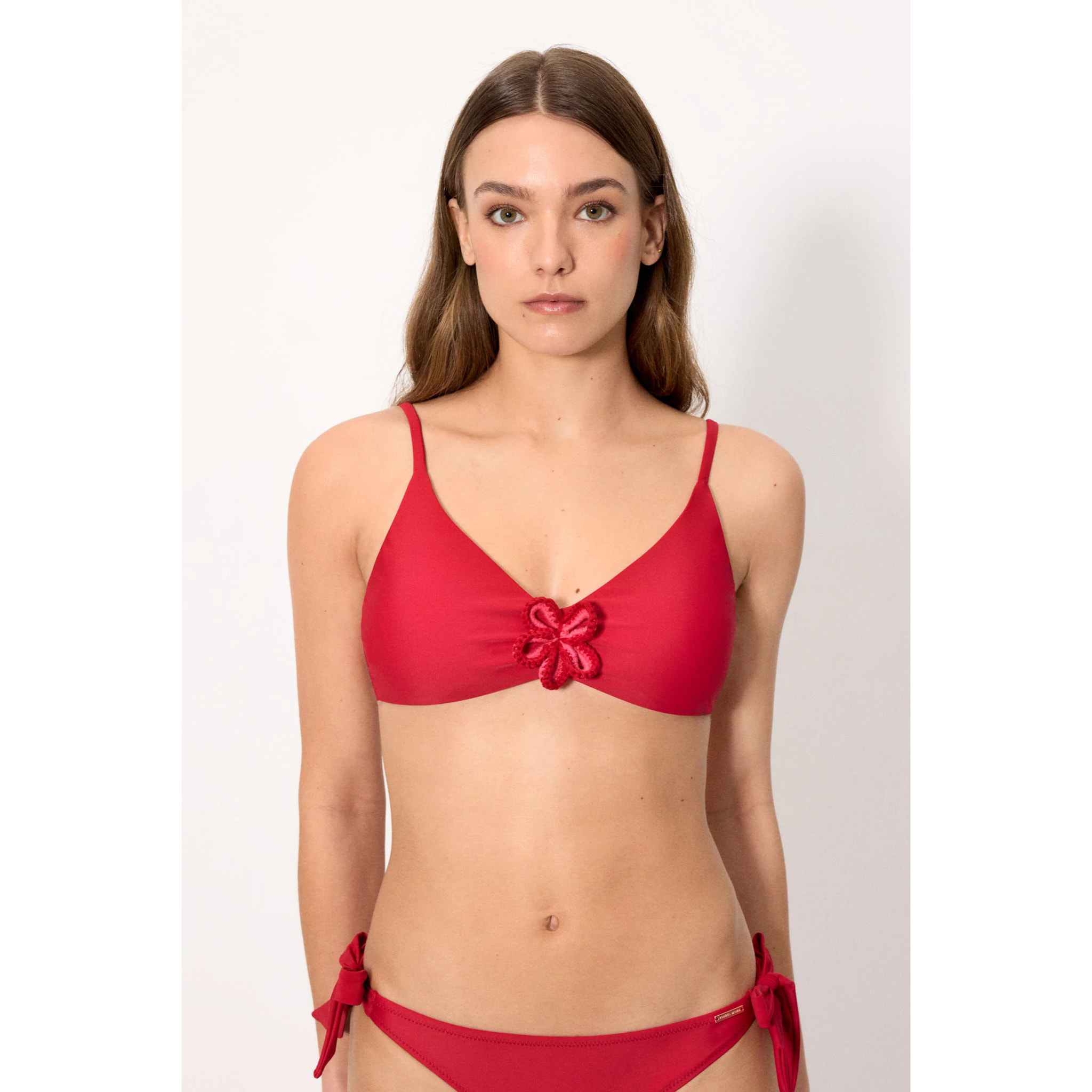 Top bikini a triangolo Rosso