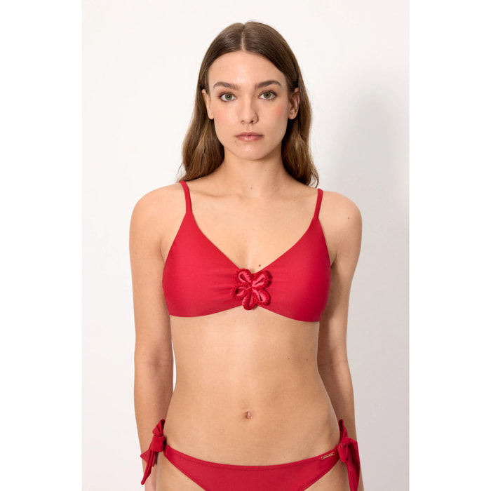 Top bikini a triangolo Rosso