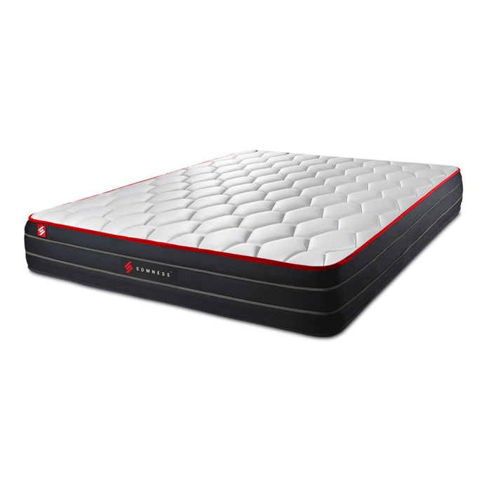 Matelas Hybride - Confort équilibré et accueil enveloppant - 26 d'épaisseur, 7 zones de confort - Soutien point par point - 2 places