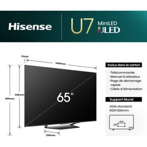 TV QLED HISENSE MiniLED 65U7NQ 2024