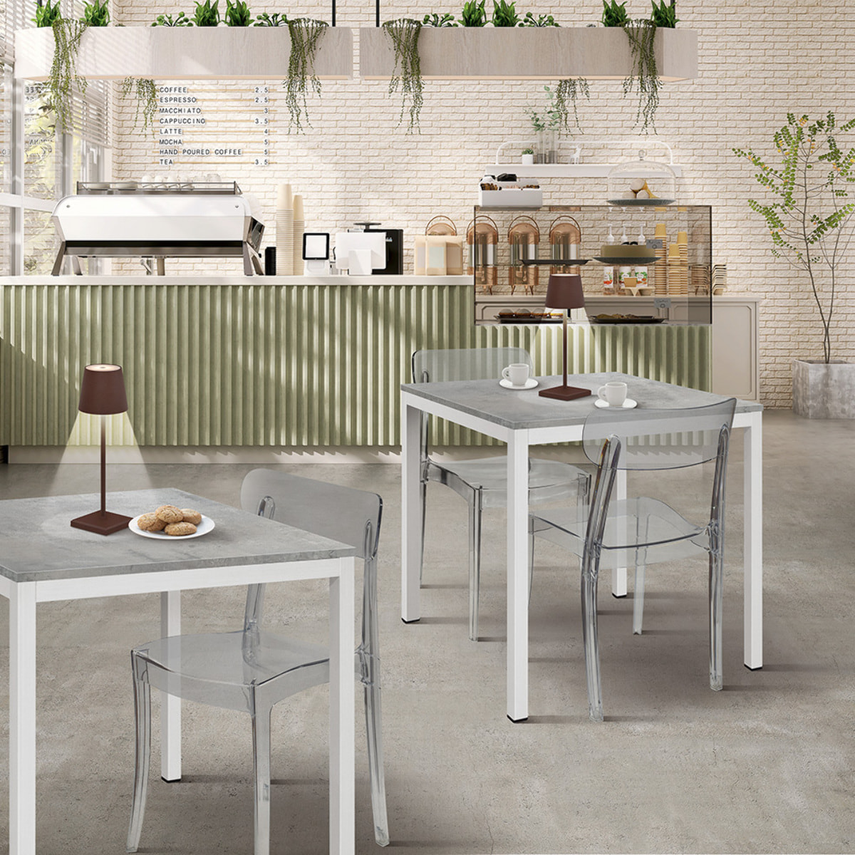 Set di 4 sedie GHENT in polipropilene trasparenti, impilabili