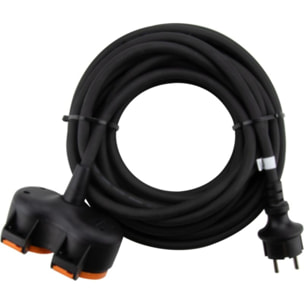 Multiprise ZENITECH bi-tete à clapet 10m H07RN-F IP44 3G1.5