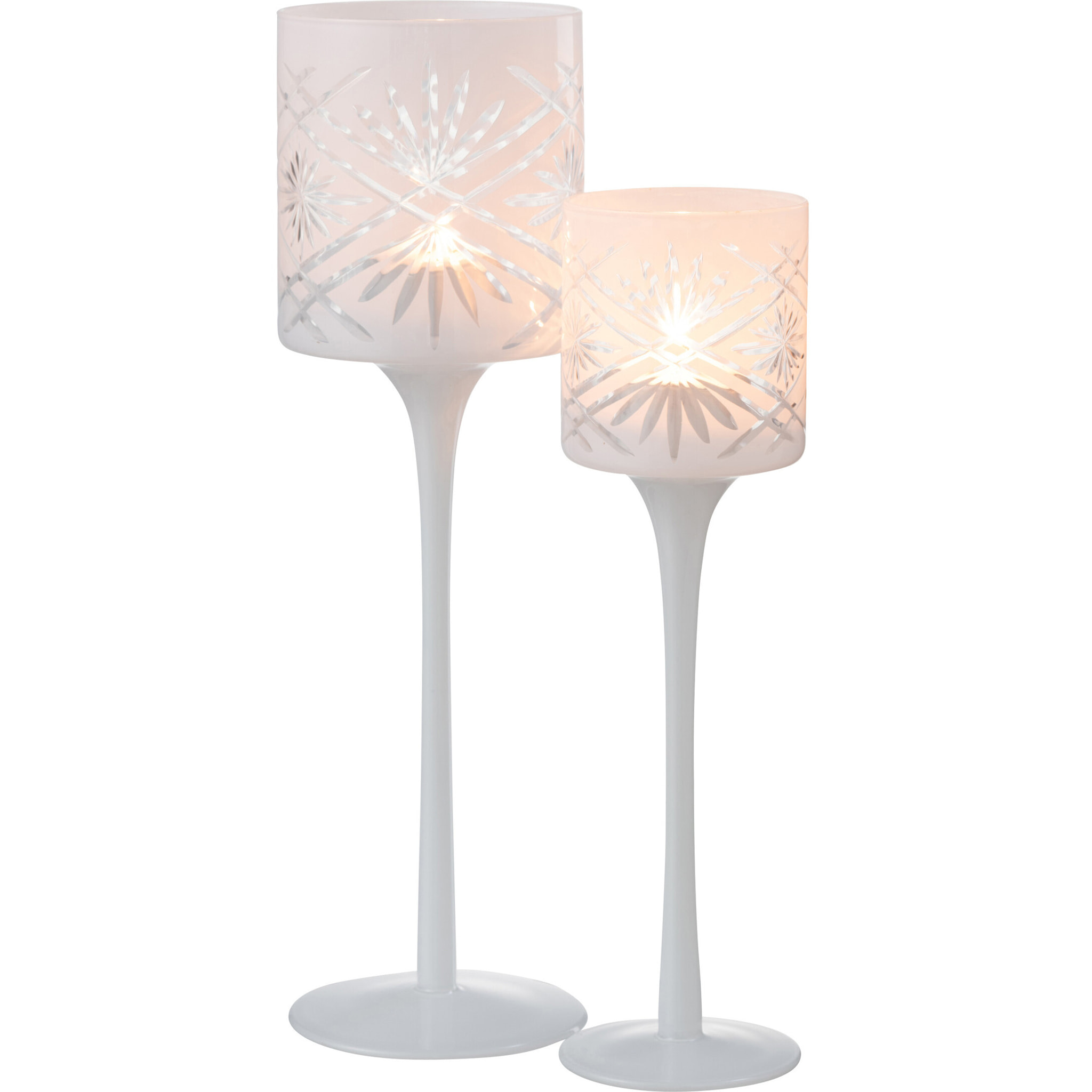 J-Line photophore sur Pied Santorini - verre - blanc - large