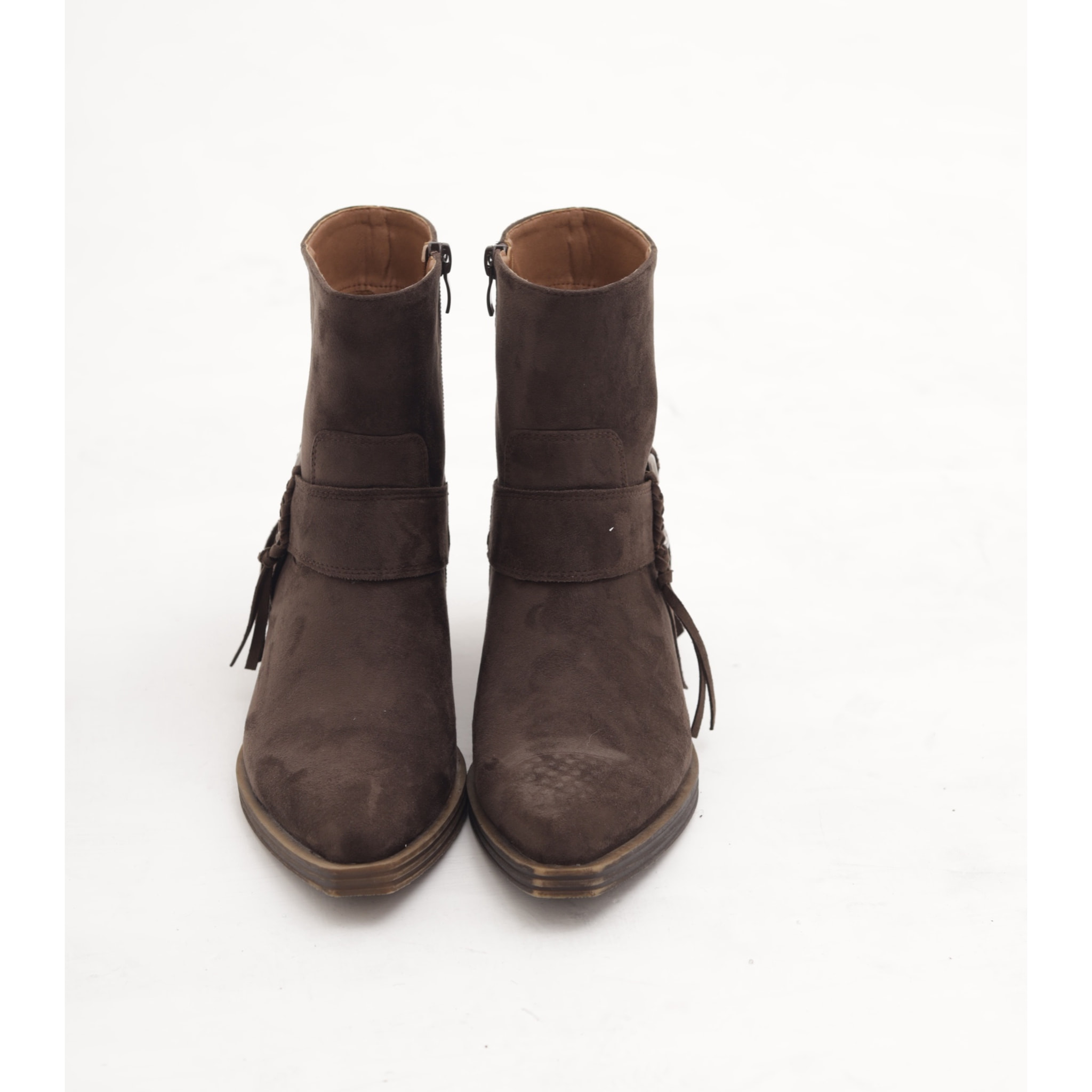 STIVALETTO TEXANO CINTURINO E FRANGE TESTA DI MORO