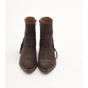 STIVALETTO TEXANO CINTURINO E FRANGE TESTA DI MORO