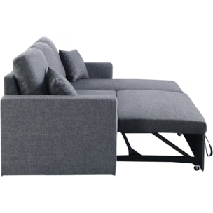 Canapé d'angle convertible/ réversible avec coffre "Alain II" - 3 places - Gris foncé