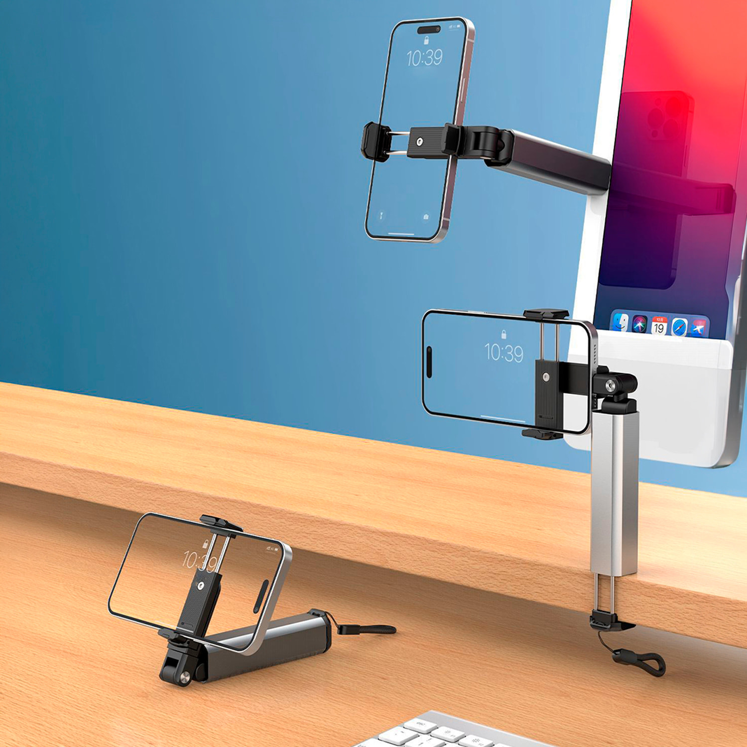 Stabilizzatore mobile pieghevole con palo selfie estensibile, rotazione a 360° e supporto regolabile. Compatto, portatile e compatibile con la maggior parte degli smartphone.