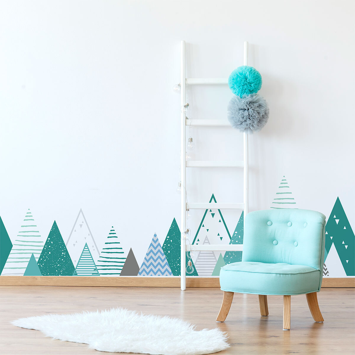Stickers muraux enfants - Décoration chambre bébé - Autocollant Sticker mural géant enfant montagnes scandinaves KIMKA