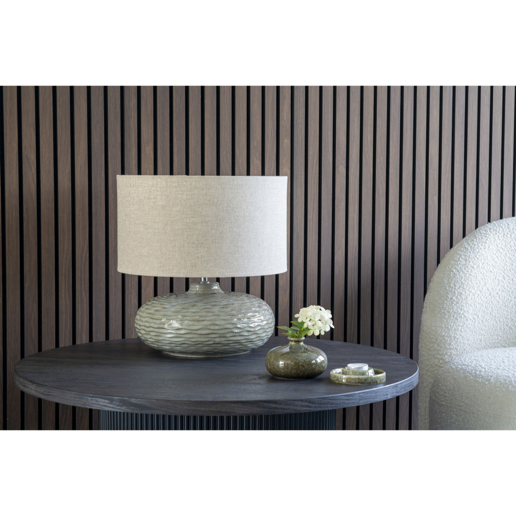 Lampada da tavolo Oldham in ceramica verde ø36 cm