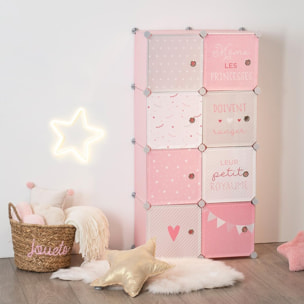 Casiers de rangement enfant "Penderie" rose 65x125cm