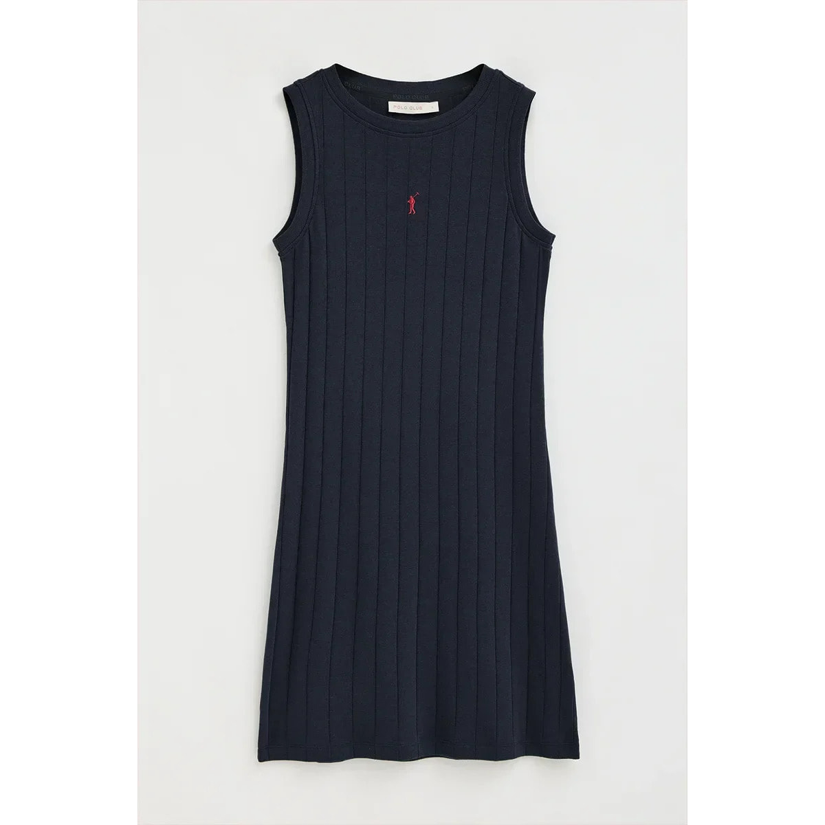 Vestido corto azul marino de canalé con logo Rigby Go