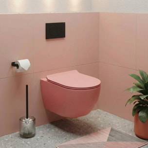 PixL WC suspendu en céramique Vortex , fixations invisibles + abattant Soft-Close, Rose mat (CEPX010RTORPPM)