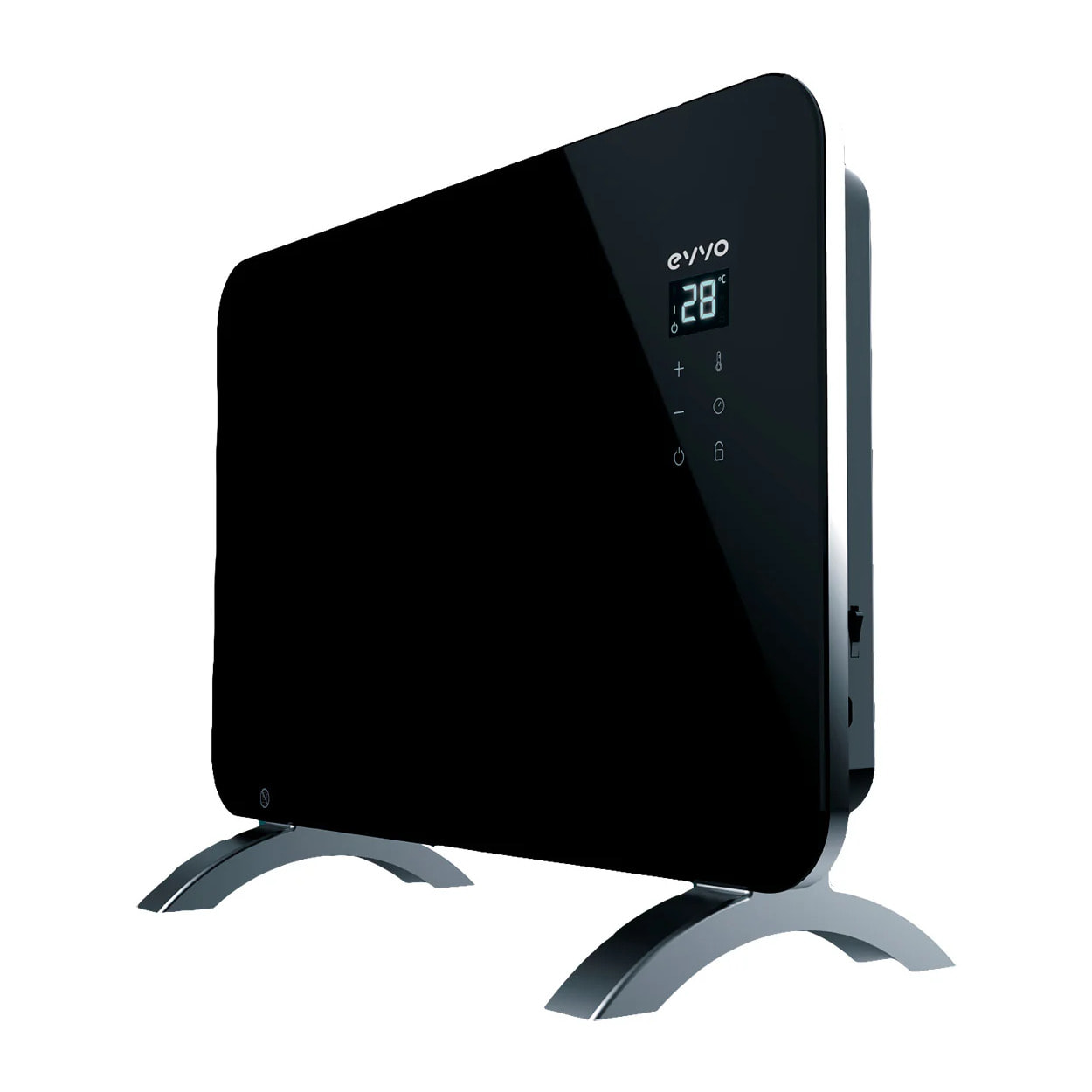 Radiador eléctrico EVVO C1000 Cristal, WiFi, 1.000 W, pantalla táctil, mando, temporizador, soporte de pie, silencioso