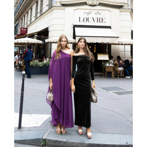 Vestido largo con capa asimétrico