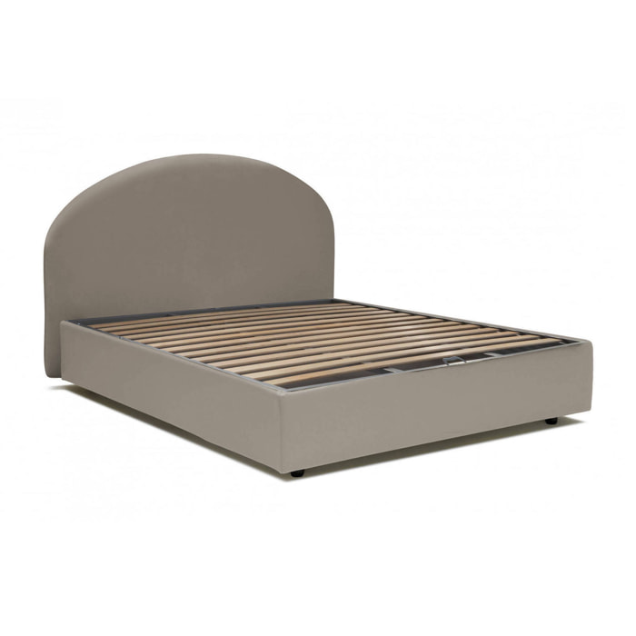 Letto matrimoniale Alastorn, Letto contenitore con rivestimento in ecopelle, 100% Made in Italy, Apertura frontale, adatto per materasso Cm 160x190, Tortora