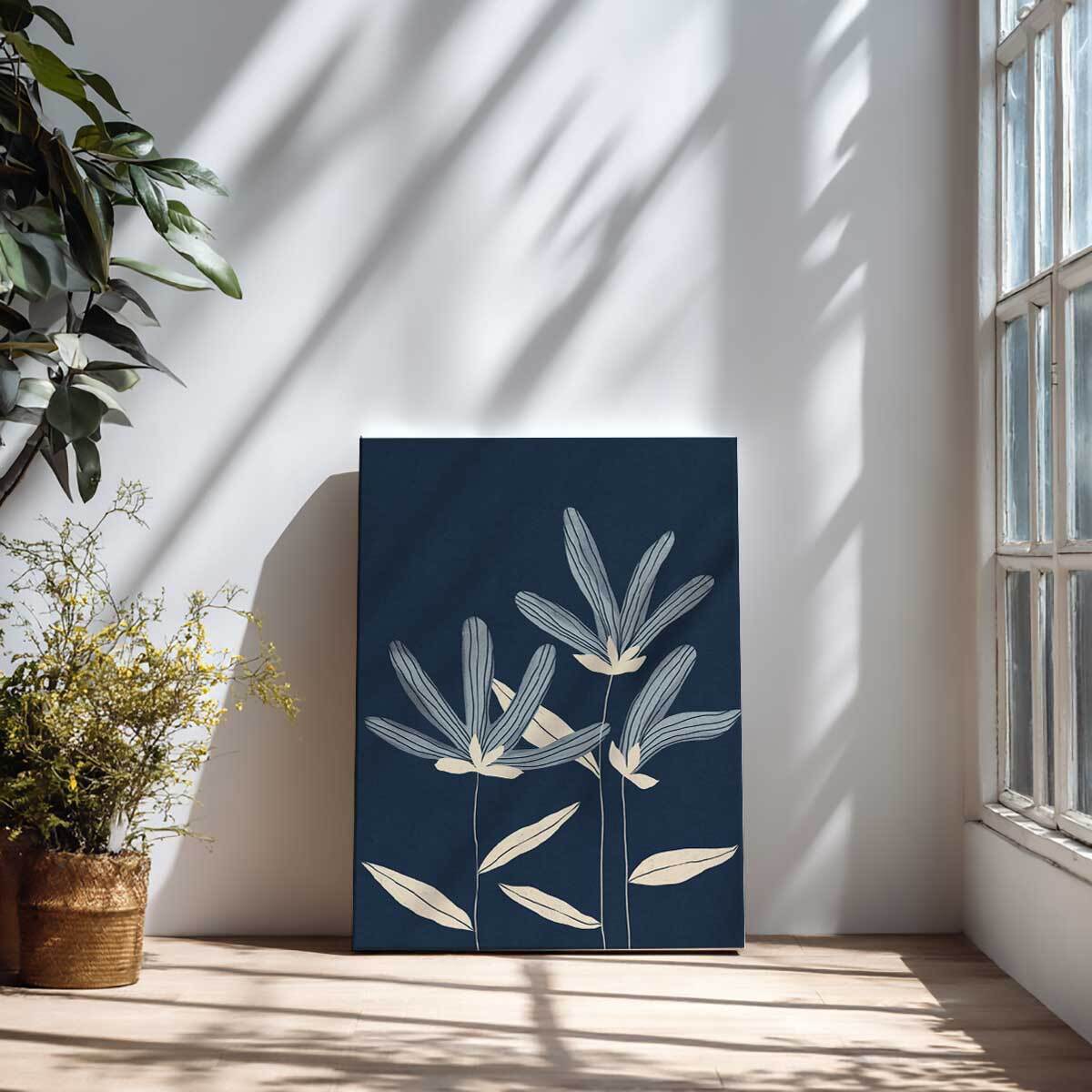 Tableau feuille Trois fleurs Toile imprimée
