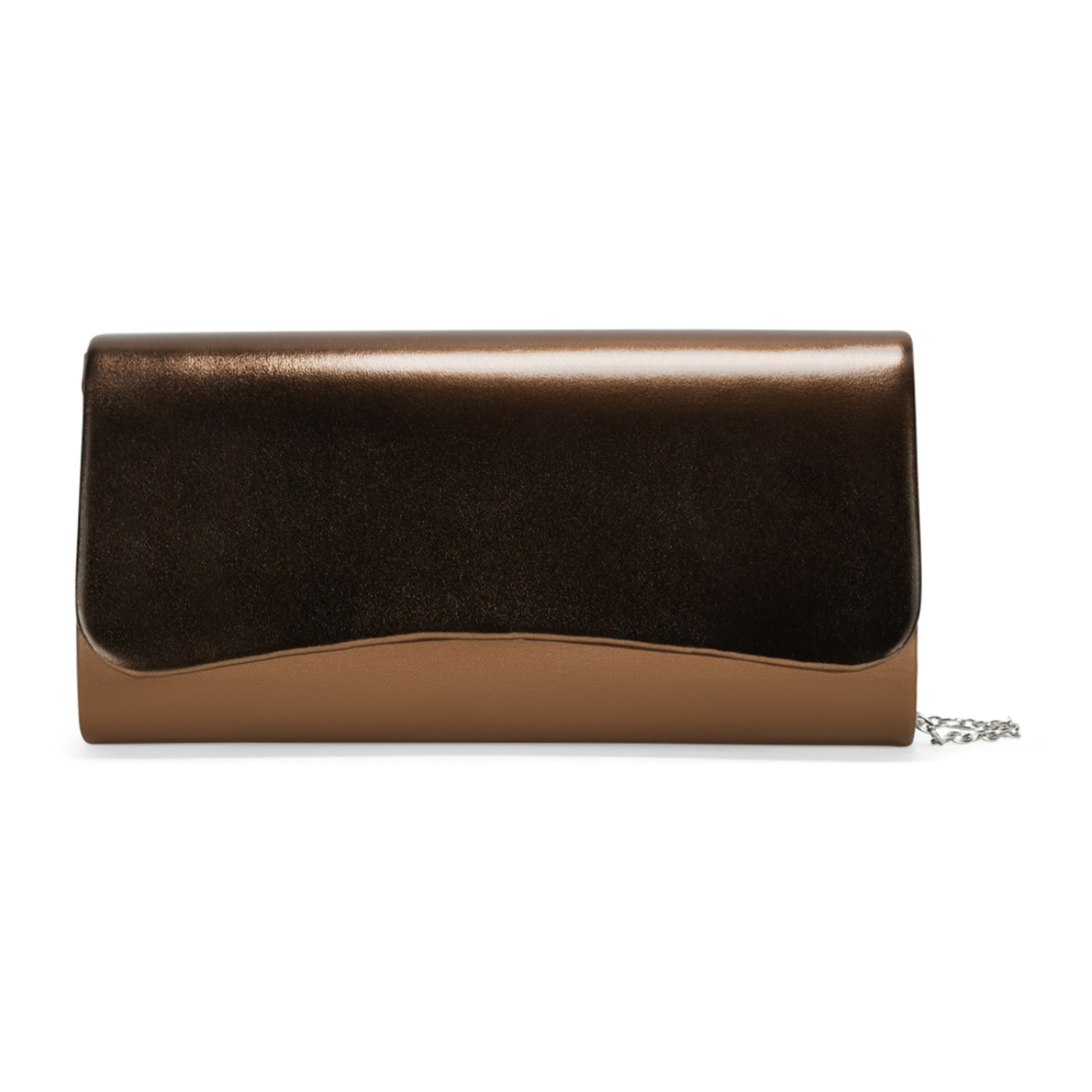 Bolso de fiesta marrón metalizado con solapa