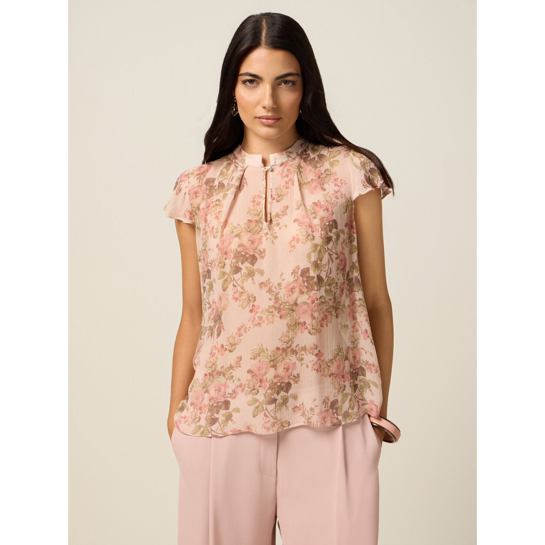 Oltre - Blusa de viscosa estampada - Rosa