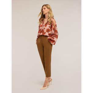 Motivi - Pantaloni regular con pieghe - Marrone